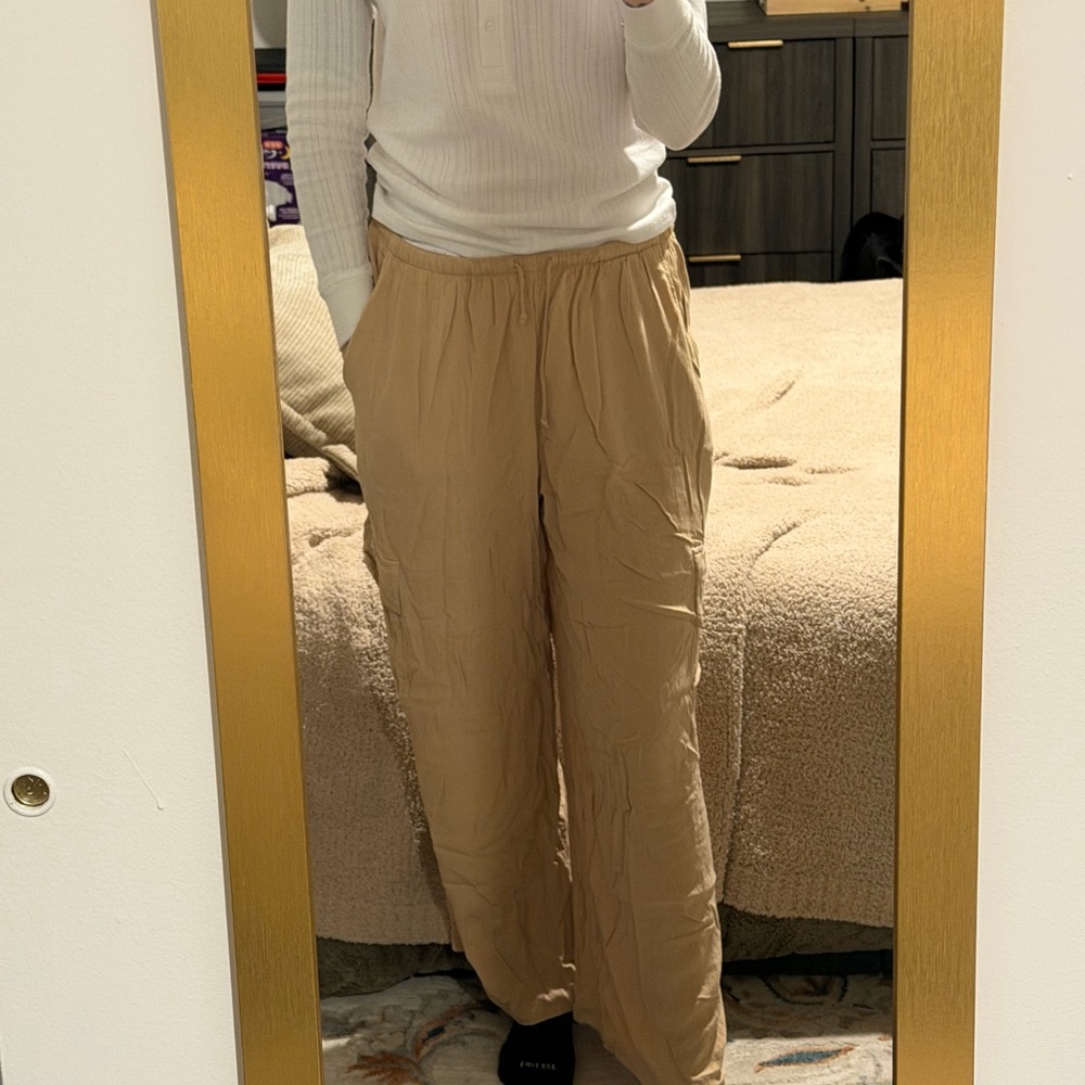 Billabong Lightweight Tan Elastic-Waist Pants